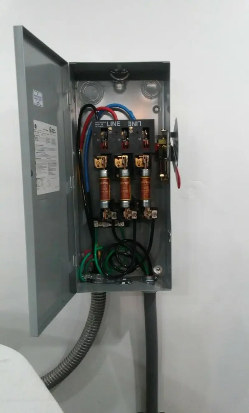 Three-phase disconnect switch installed for Smoke Detector Installation in Bridgewater